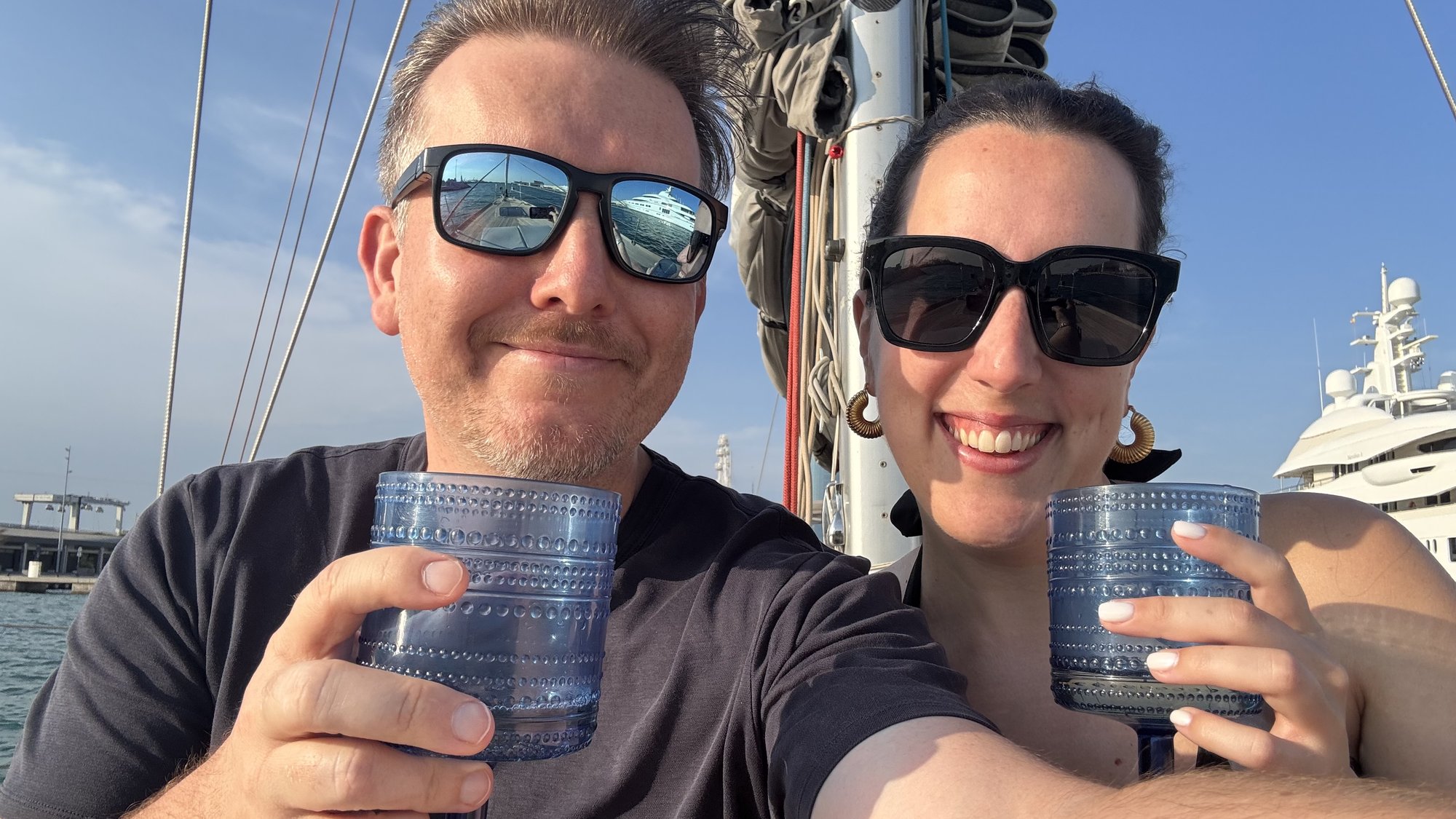 Beautiful sailing trip at sunset